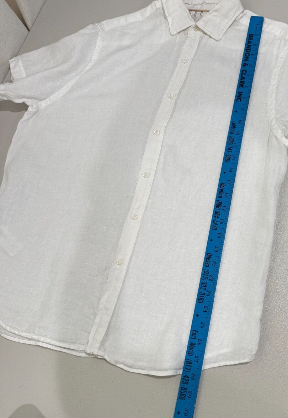 Porter and Ash White Linen Shirt Men's Size Large Beachy Neutral Casual Classic - Picture 15 of 16